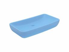 Vidaxl lavabo de luxe rectangulaire bleu clair mat 71x38 cm céramique 146956