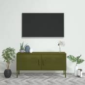 Vidaxl - Meuble tv Vert olive 105x35x50 cm Acier