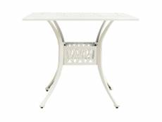 Vidaxl table de jardin blanc 90x90x73 cm aluminium coulé