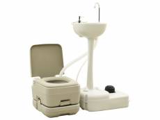 Vidaxl toilette portable de camping 10+10l et support à lave-mains 20l 93021