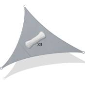 Vounot - Voile d'ombrage Triangle Imperméable Polyester avec Corde 3x3x3m Gris