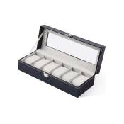 Watch Box With 6 Compartments Watch Box Storage Box With Glass Lid