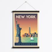 Affiche New York Etats-Unis + Cadre Magnétique (Bois