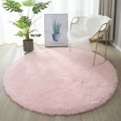Ahlsen Tapis rond salon laine tapis antidérapant léger 100 cm de diamètre - pink