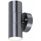 Applique lampe d'extérieur Applique lampe d'extérieur garage, Up and Down IP44 gris acier inoxydable, 2x douilles GU10, DxHxP 8,5x16,3x9,3 cm