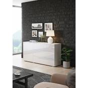 Bratex - Commode 110 cm Paris commode, commode de salon, meuble auxiliaire de salon, mobilier de salon moderne, blanc/blanc brillant