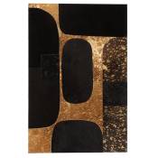 Cadre rectangulaire cuir noir/or 60x90cm