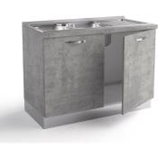 Caesaroo - Meuble de cuisine sous évier 120x60xH84 cm en bois Gris avec deux portes | gris
