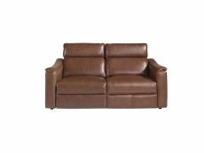 Canapé 3 places en cuir brun avec relax