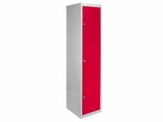 Casiers métalliques rouge & gris 3 portes verrouillable pour ecole, vestiaire, salle de sport, atelier [clés & aimants inclus] - facile à monter 23980