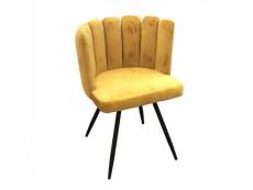 Chaise ronde en velours | l 53 x p 51 x h 80 cm | jaune |4 pieds en métal