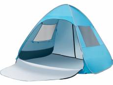 Costway tente de plage portable pop-up, 2-4 personnes, 2*1.5 m，upf 50+ avec sac de transport, bleu