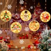 Décorations de Noël led Guirlande lumineuse usb Guirlande lumineuse étanche 1.5M × 0.65M Fenêtre suspendue Lumières led pour la fête de Noël
