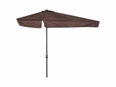 Demi parasol - parasol de balcon 5 entretoises métal dim. 2,3l x 1,3l x 2,49h m polyester haute densité chocolat