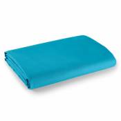 Drap plat 100% coton / 57 fils/cm² - turquoise - 240 x 300 cm pour lit 2 places - bleu