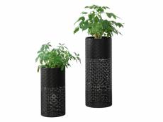 Ensemble de 2 supports de plantes lot pots de fleur set cache-pot ensemble bacs à fleurs vases métal tailles différentes noir [en.casa]