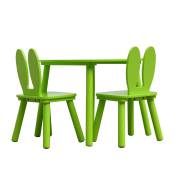 Ensemble de table basse et 2 chaises pour enfants en MDF vertes
