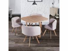 Ensemble table + 4 chaises encastrables beige flen