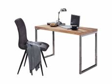 Finebuy bureau bois massif 120 x 76 x 60 cm table d'ordinateur | table console style maison de campagne | meubles en bois naturel bureau d'angle | tab