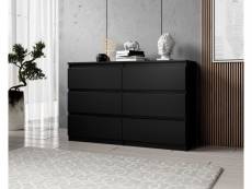FURNIX commode/ meuble de rangement Arenal avec 6 tiroirs 120 x 37 x 76 cm noir mat style moderne