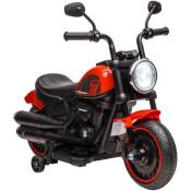Homcom - Moto électrique enfant 6 v 3 Km/h effet lumineux roulettes amovibles repose-pied pédale métal pp blanc noir - Rouge