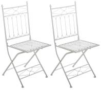 Lot 2 chaises de jardin pliables en métal Blanc