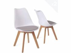 Lot de 2 chaises scandinaves coussin LAO (blanc-gris)