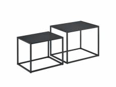 Lot de 2 tables basses rectangulaires en métal noir helloshop26 03_0005782par2