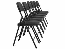 Lot de 6 chaises de bureau chaise de conférence visiteur en synthétique et métal noir pliable 03_0005807