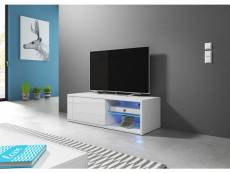 Meuble Banc TV - 100 cm - Blanc mat / Blanc brillant