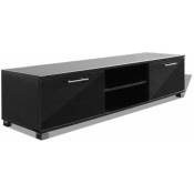 Meuble télé buffet tv télévision design pratique noir brillant 120 cm - Noir
