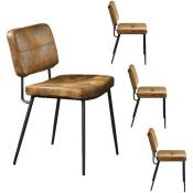 Meubles Cosy - Lot de 4 chaises de salle à manger - Rétro Vintage - avec Dossier Assise Rembourrée - en Suédine - Pieds en métal - pour Cuisine Salon