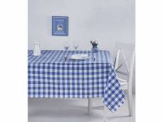 Nappe de table brunier 160x160cm motif carreaux bleu