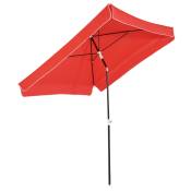 Outsunny Parasol inclinable pour plage balcon jardin parasol carré inclinaison réglable anti-UV mât démontable métal 2 x 2 x 2,6 m rouge