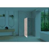 Paroi de douche fixe smart Design largeur 80 cm hauteur 2,05m montage en angle avec porte pivotante profilé chromé verre transparent
