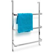 Porte-serviettes 3 barres HxlxP : 85 x 54 x 11,5 cm fixation porte optique inox 2 crochets cuisine ou salle de bain, argenté - Relaxdays