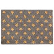 Relaxdays - Paillasson coco, motif étoiles, 60 x 40 cm, tapis antidérapant, natte d'extérieur & intérieur, gris