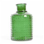Rideaudiscount - Vase Verre Recyclé 20 x 12 cm Forme Cylindrique Motif Alvéolé En Relief Transparent Vert - Vert