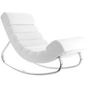 Rocking chair design blanc et acier chromé taylor - Blanc