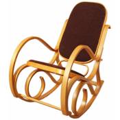 Rocking-chair fauteuil à bascule M41 imitation chêne, tissu marron - brown