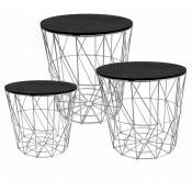 Spetebo - Set de table Basket Set of 3 - Panier argenté avec plateau de table en noir