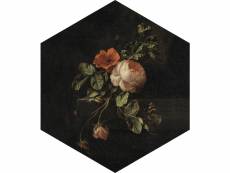 Sticker mural nature morte de fleurs rouge foncé et noir - 159021 - 140 x 161 cm 159021