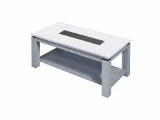 Table basse bois laqué blanc et gris plitou 10134GB