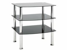 Table d'appoint en métal coloris inox-noir - dim : l 54 x h 45 x p 61 cm