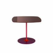 Table d'appoint Thierry / 50 x 50 x H 40 cm - Verre - Kartell rouge en verre