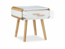Table de chevet tiroir table console blanc et bois