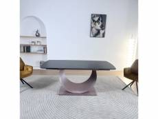 Table extensible de salle à manger design en céramique emilio aspect marbre - céramique marbre noir, taille de la table - 180 cm extensible à 260 cm
