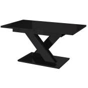 Table Goodyear 103, Noir brillant, 76x80x140cm, Allongement,