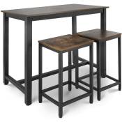 Table haute avec 2 tabourets de bar style industriel repose pieds cadre en fer rustique ensemble bistrot mange debout et chaises de bar pour cuisine