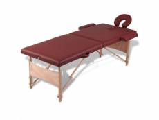 Table pliable de massage 2 zones avec cadre en bois rouge helloshop26 02_0001893